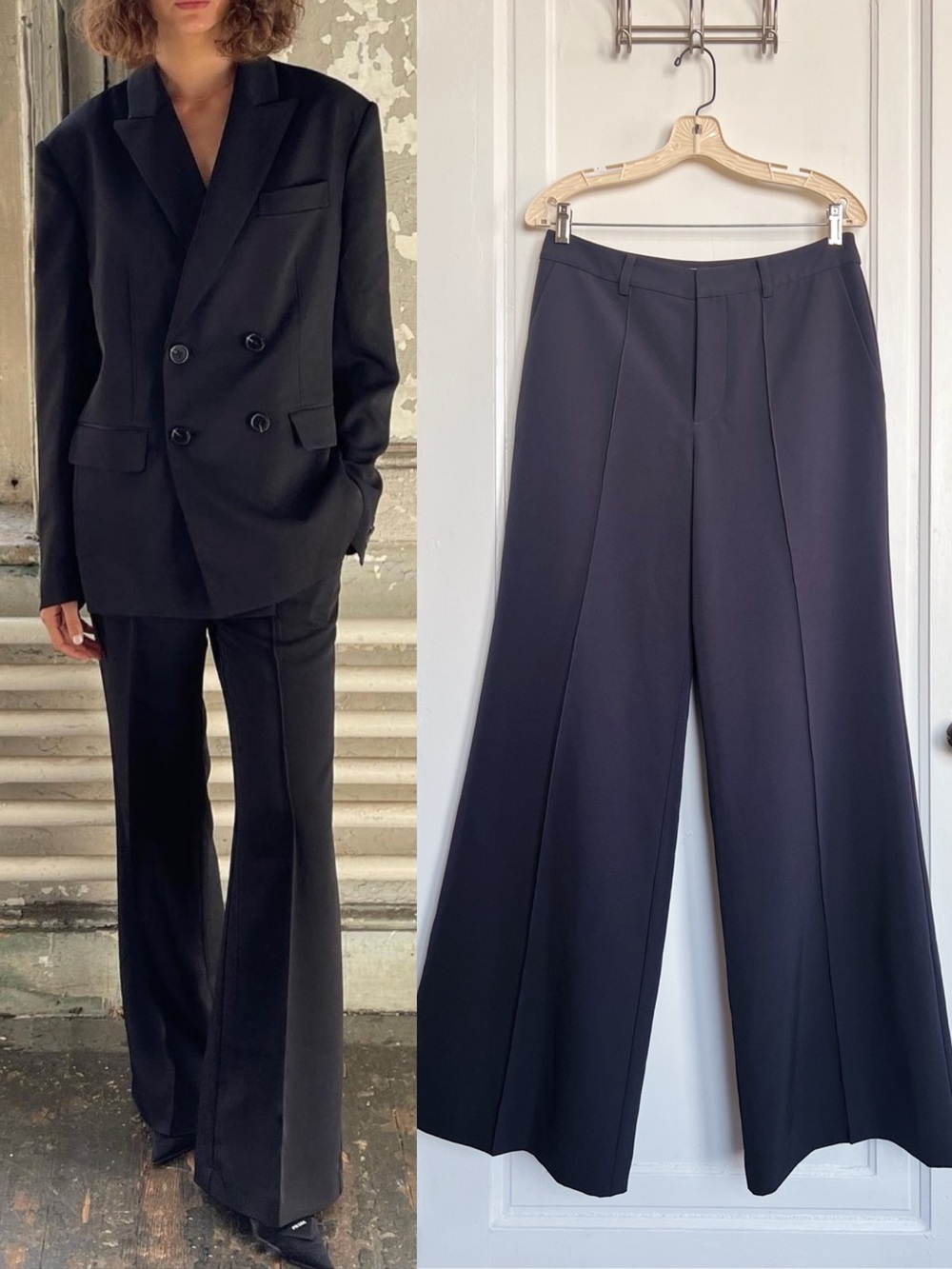 Auteur • Jade Pant in Black Beauty wide leg tailored trouser front seam